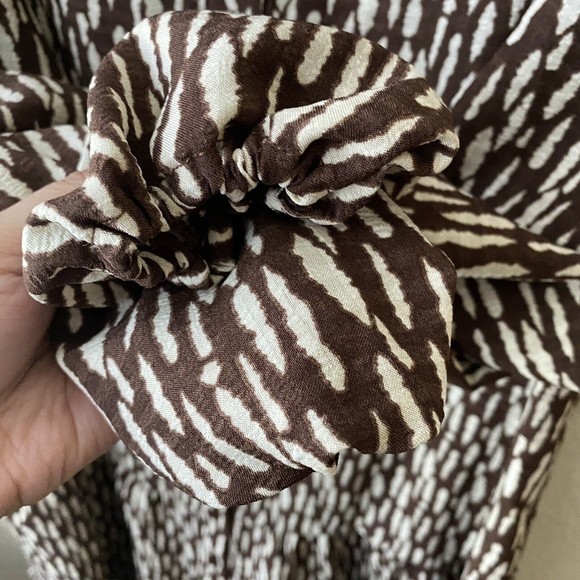 Grace Karin Womens Dress Size XL Printed Long Sleeve Button Front Brown White - Picture 5 of 9